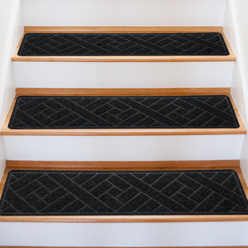 Paquet de 15 tapis d'escalier antidérapants de 8 po x 30 po, tapis de marche d'escalier en TPE pour marches en bois, tapis d'escalier en polyester lavables pour enfants et animaux de compagnie