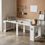 Établi extensible en bois massif avec plateau en pin, bureau blanc robuste et peu encombrant