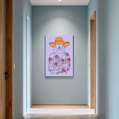 Plantes et fleurs, femme avec chapeau et roses