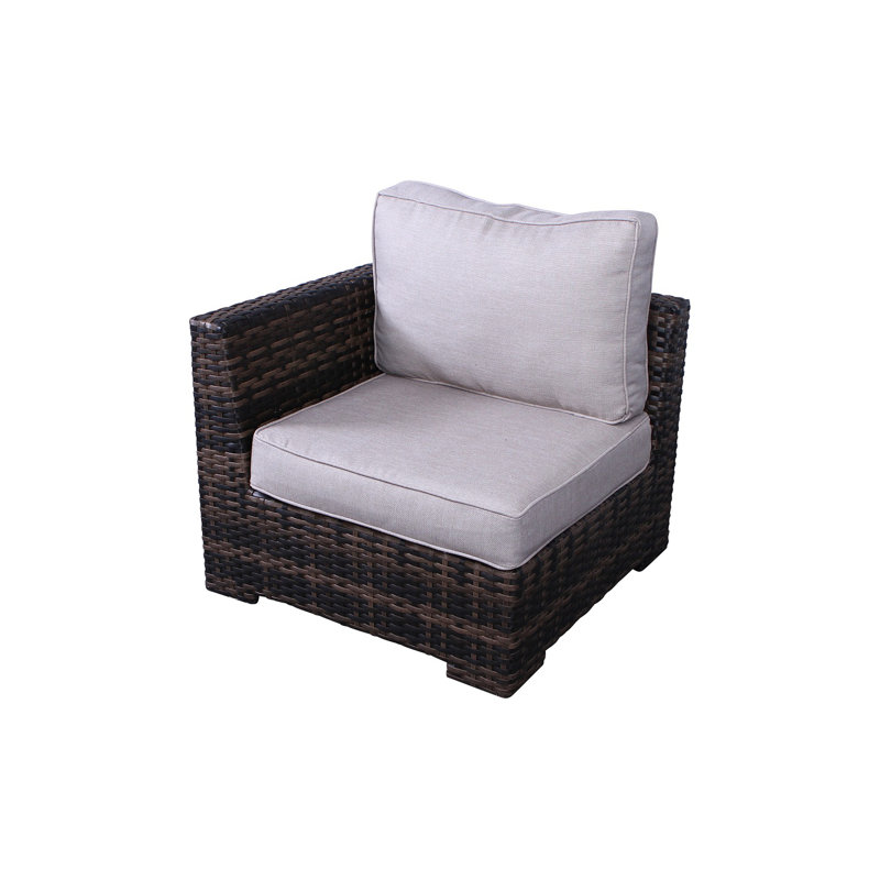 Caron 122'' High-Density Polyethylene (HDPE) Wicker Outdoor Sectional, Espresso