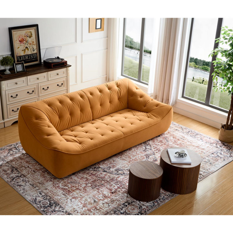 Canapé Modern, tissu durable, structure en bois massif, Orange