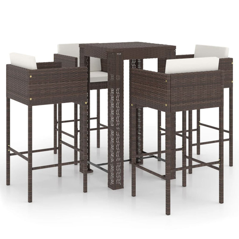 Bar Set Steel Frame Material, White, Brown