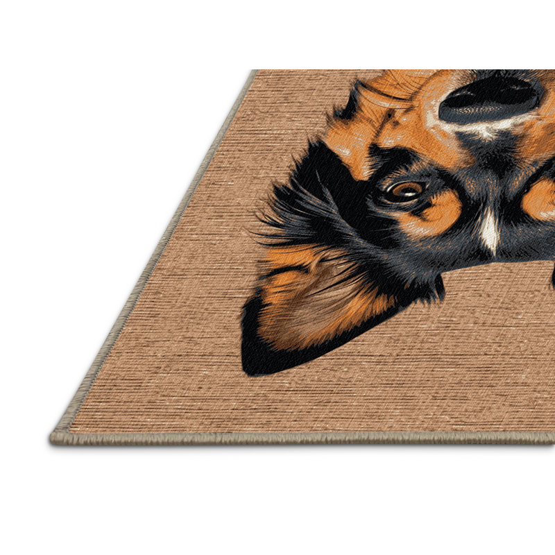 Washable Kai Ken Dogs Area Rug, Rectangle 4' x 6'