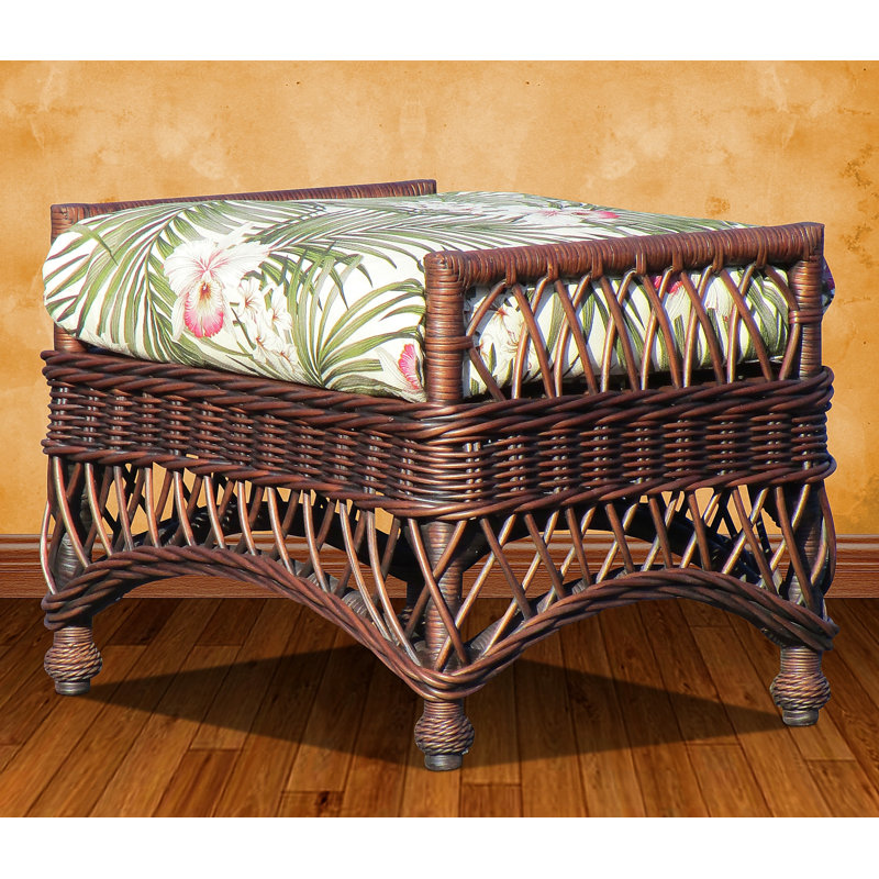 Rosado Upholstered Ottoman, Fern Natural, White