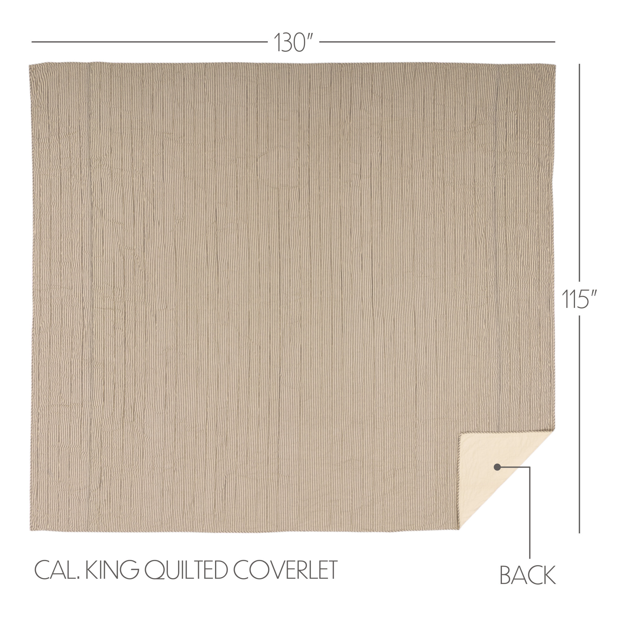 Sawyer Mill Ticking Stripe Quilt Coverlet, California King, Coal Black & Dark Creme
