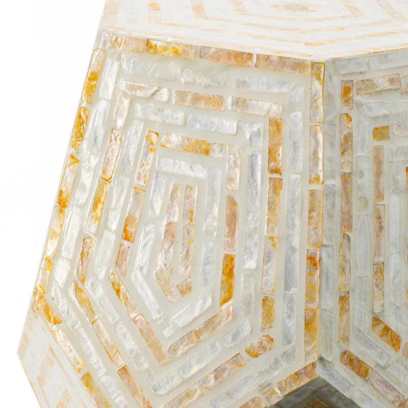 18x18x21" Hexagonal Capes  Stool, Cream/Yellow