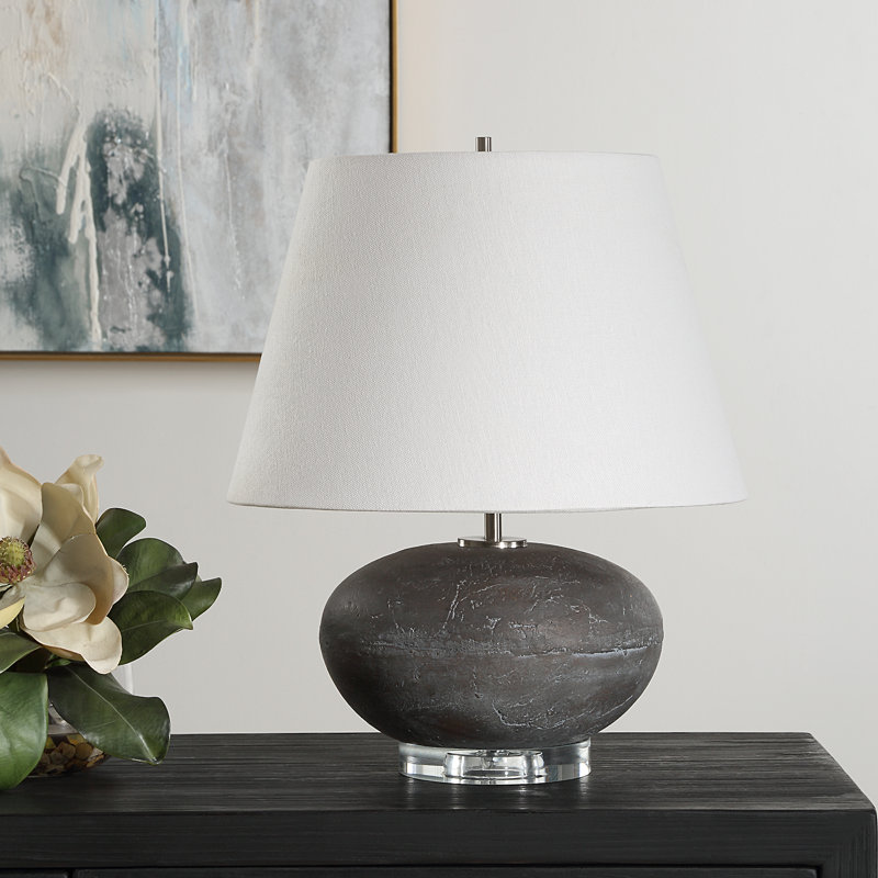 Saiyam Gray Stone Table Lamp