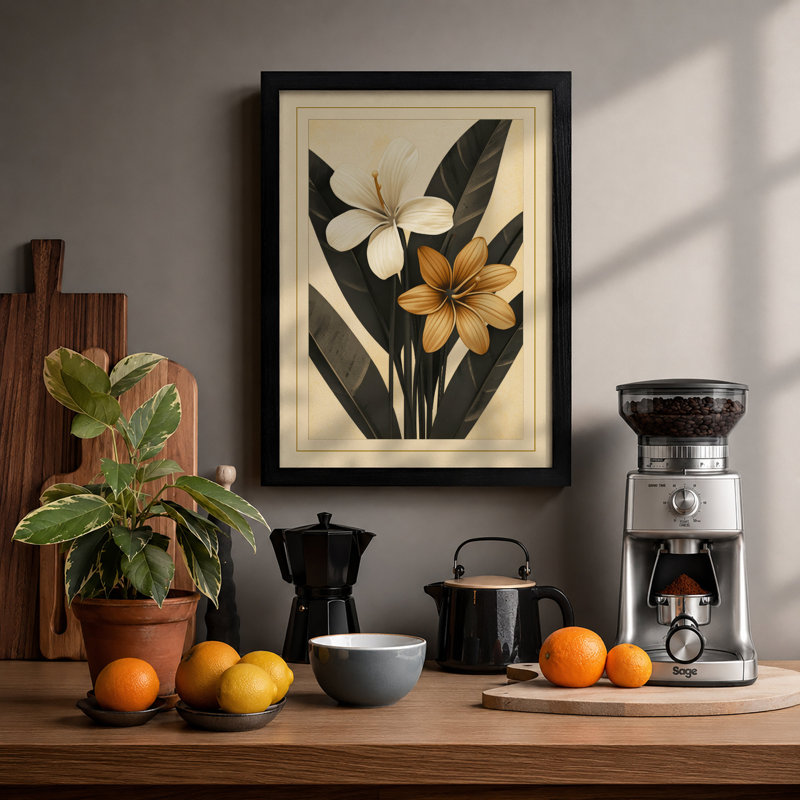 Two Studies Botanical - Print, A2 - 59.4 x 42.0 cm, Black