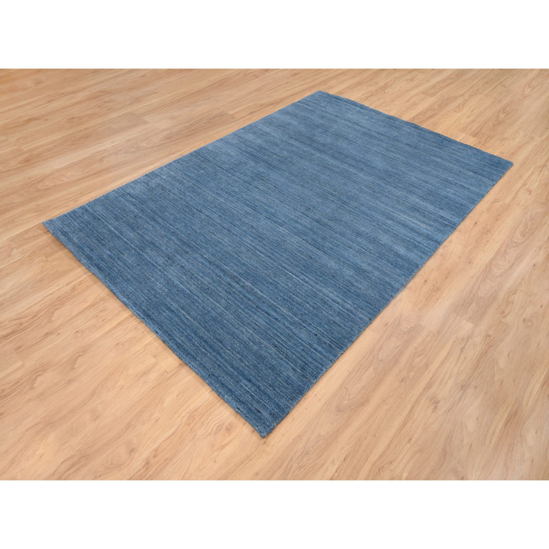 Tapis oriental bleu en laine pure tissé à la main 6 pi x 9 pi C7E7BD7ECE3B40E9B6119FBADF3F7B97