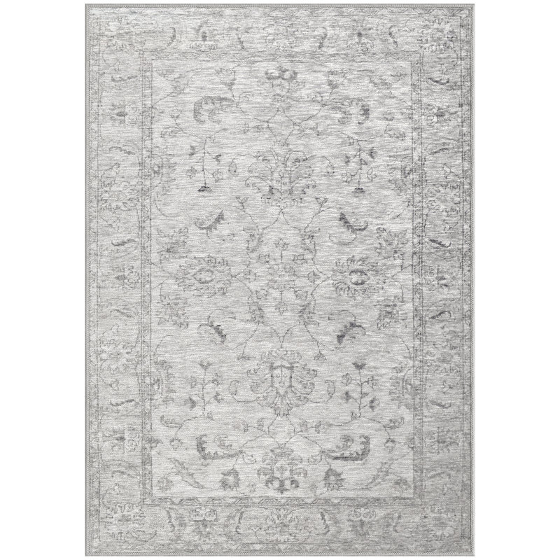 Jahai Machine Washable Traditional Jordan Grey Area Rug, Runner 2' x 6'3"