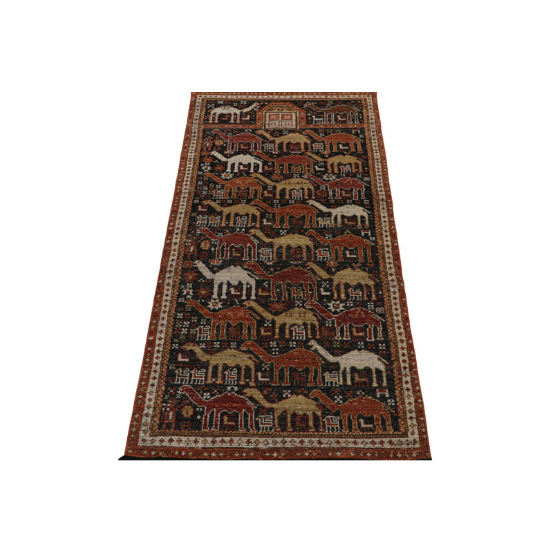 Burano Hand Knotted Wool Animal Print Area Rug, Square 4'