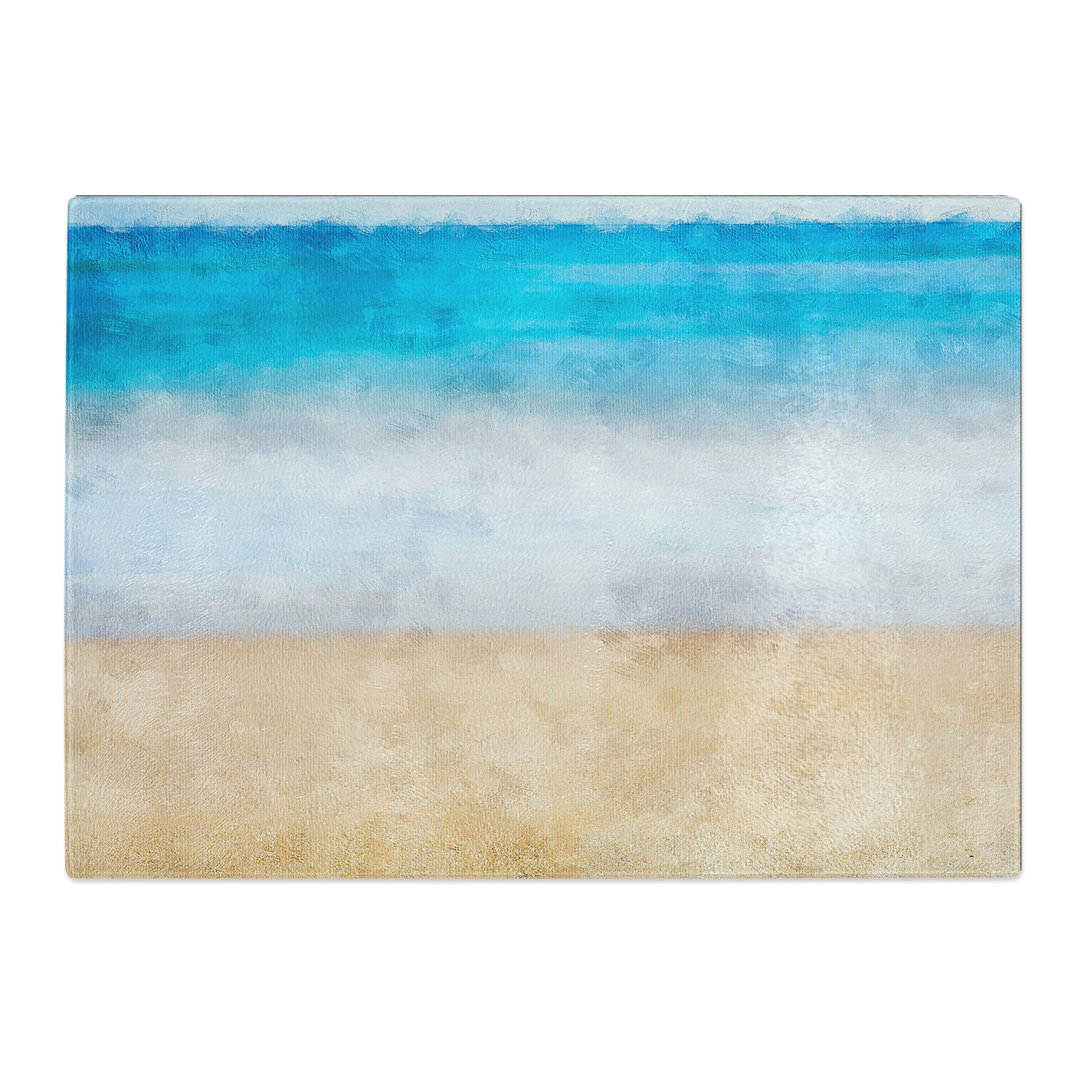Tempered Glass upon a Beach in Tarragona Spain Painting Chopping Board