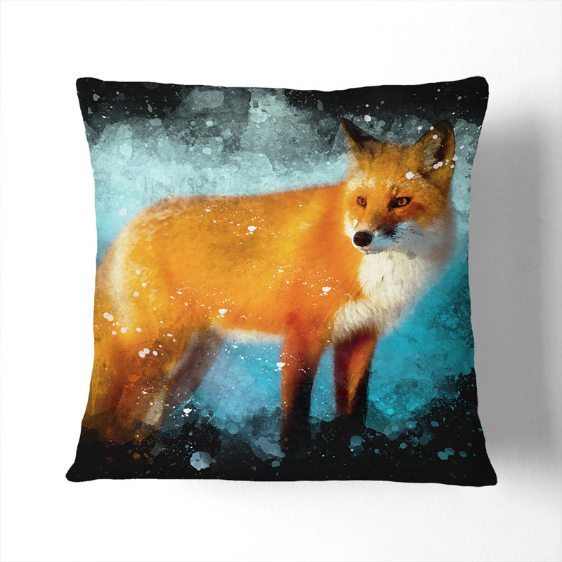 Red Fox Vol.3 Square Throw Cushion, 40cm H x 40cm W x 15cm D, Black