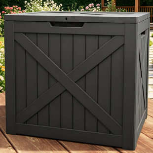 38 Gallons Water Resistant Resin Lockable Deck Box, Outdoor Weather-Resistant Resin Storage Deck Box, Large Lockable Capacity, Versatile Deck Outdoor Storage Bench