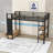 Metal Loft Bed with Storage Drawers, Open Wardobe and Shelves
