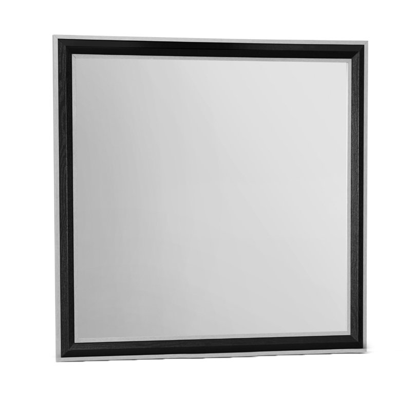 Grand miroir noir gris avec des accents argentés élégants Profondeur du miroir orné, fabrication en bois massif
