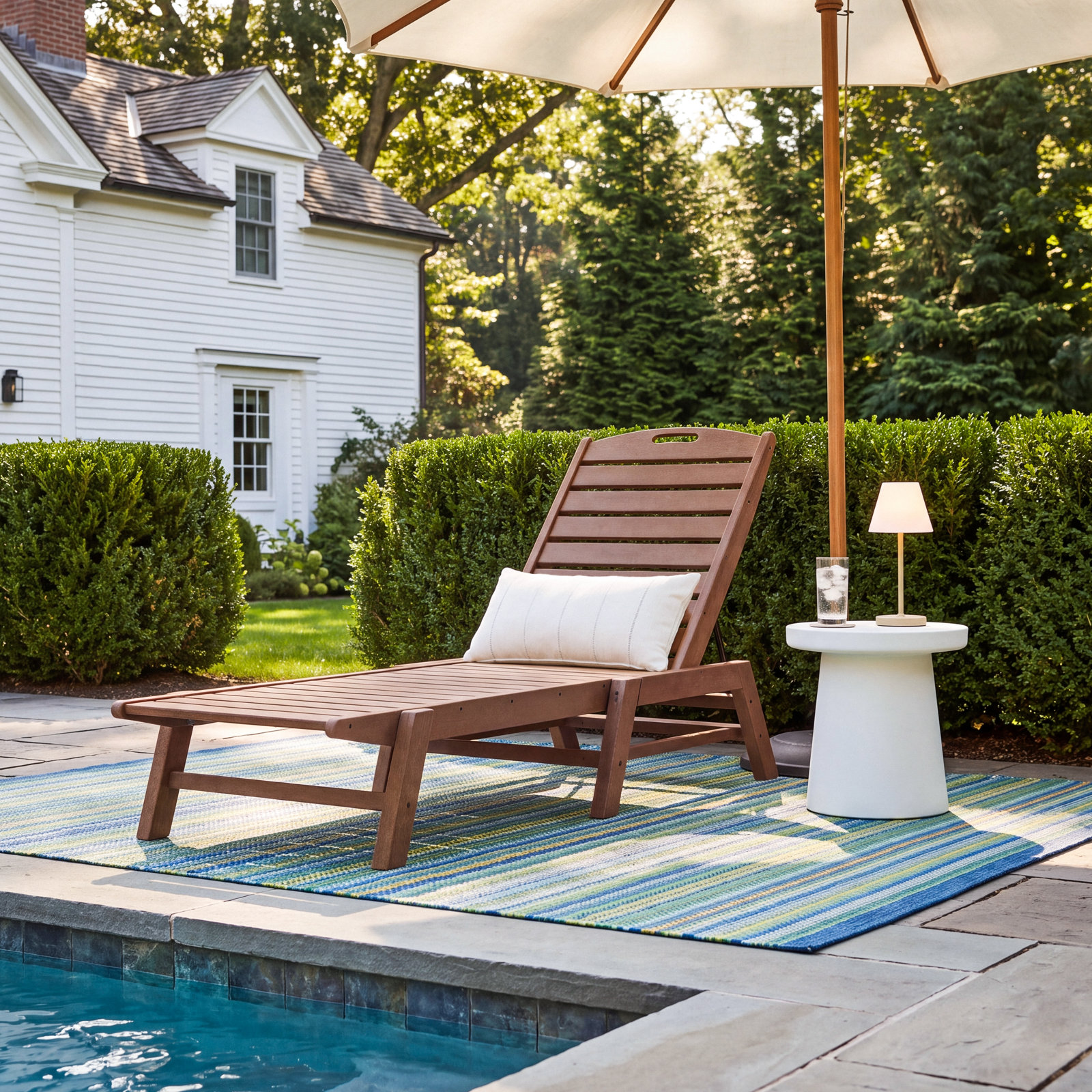 POLYWOOD® Nautical 24" Patio Chaise Lounge, Teak