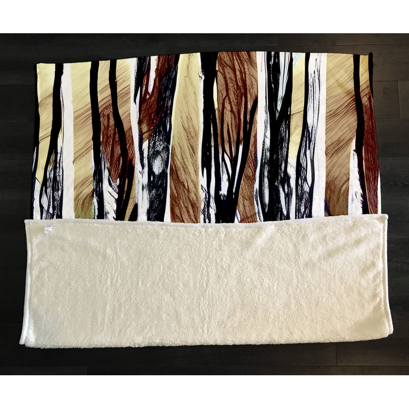 Throw Blanket, 68" W x 80" L, Striped/Abstract, Brown/Black/Tan