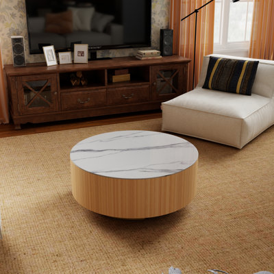 Jahnea Round Coffee Table with Storage, 2 Drawers
