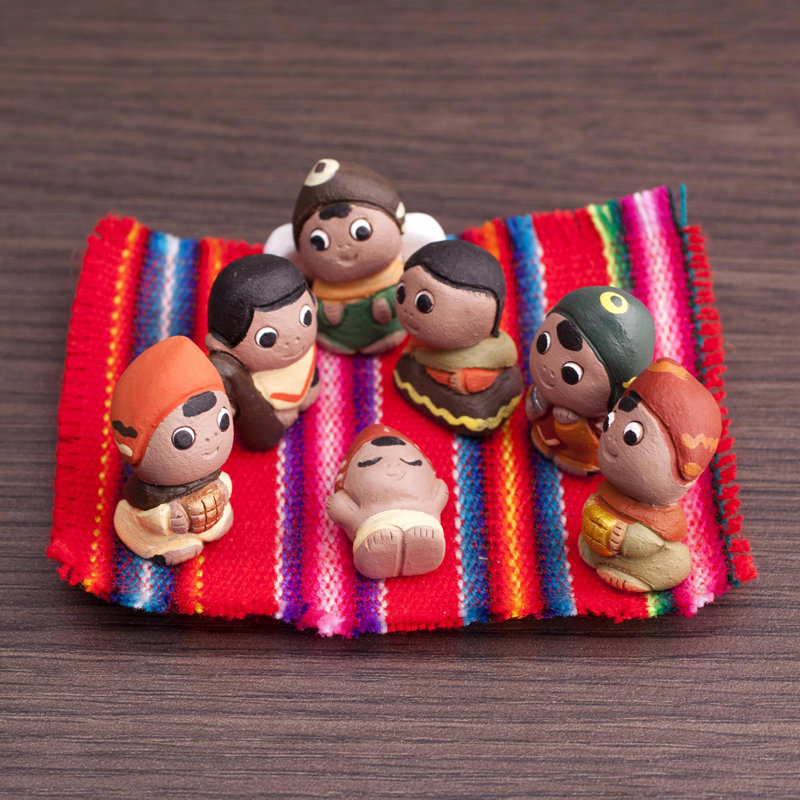 Ensemble de 7 mini crèches de Noël en céramique
