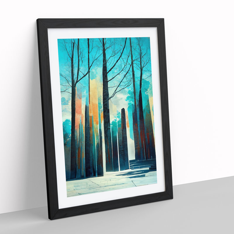 Torn Forest No.5 - Print, Black Picture Frame, White, 66cm H x 48cm W