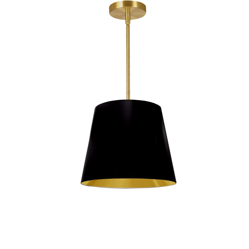 Oversized Drum 1 Light Drum Cylinder Pendant, Black/Gold, 14" H x 14" W x 14" D