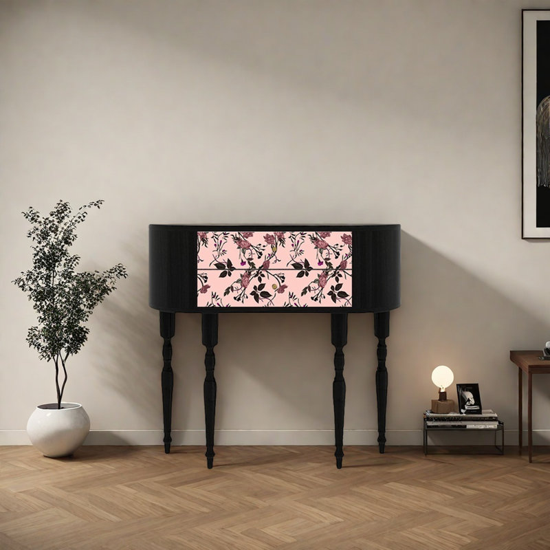 Console rétro élégante avec 2 tiroirs, H 35,43 po x l 39,37 po x P 11,81 po