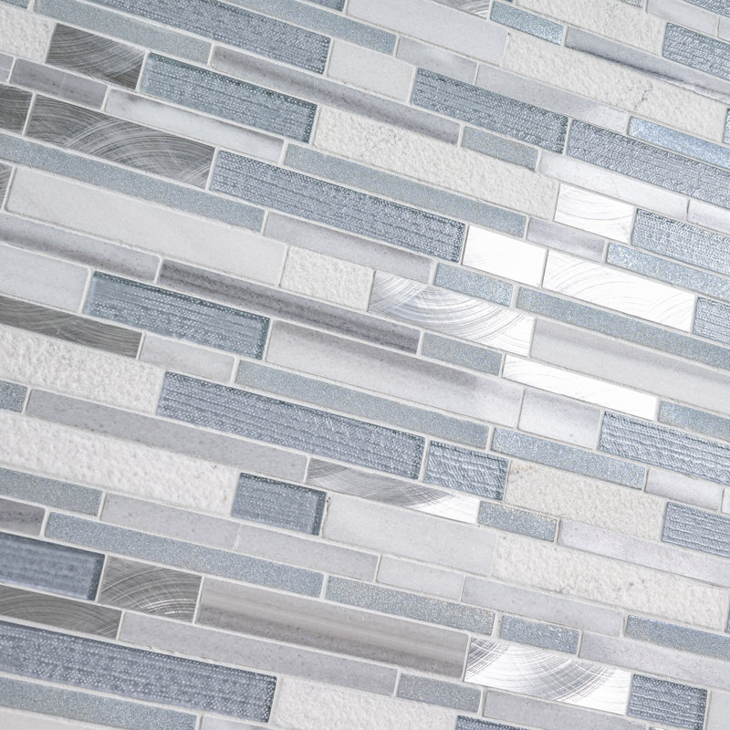 Alessio Interlocking 12 in. x 12 in. Glass, Stone and Metal Blend Mosaic Wall Tile