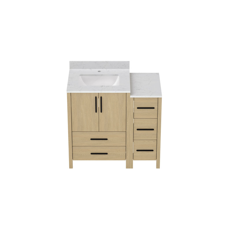 Single Sink Bathroom Vanity Cabinet,Freestangding Storage Vanity Cabinet with White Countertop, 36"