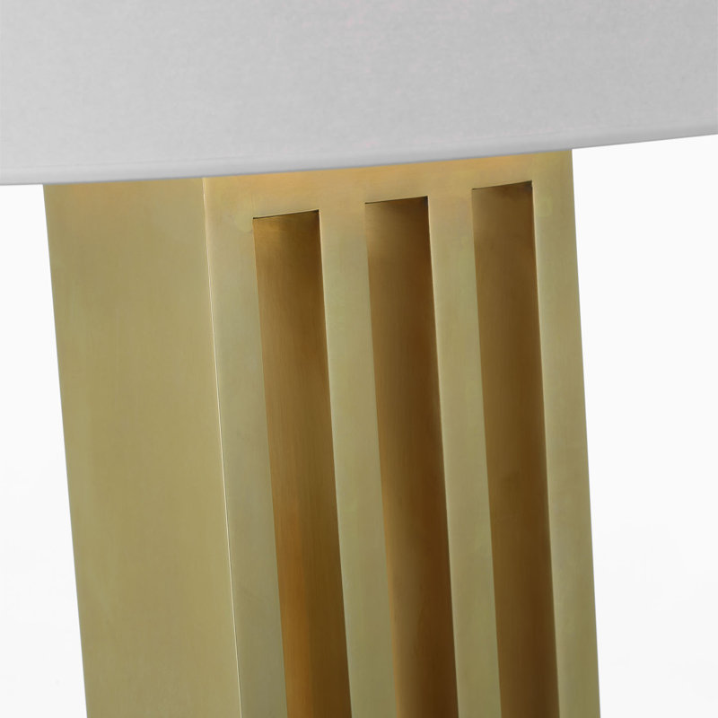Ralph Lauren Penrose 29" Table Lamp in Polished Nickel with White Paper Shade, Gold