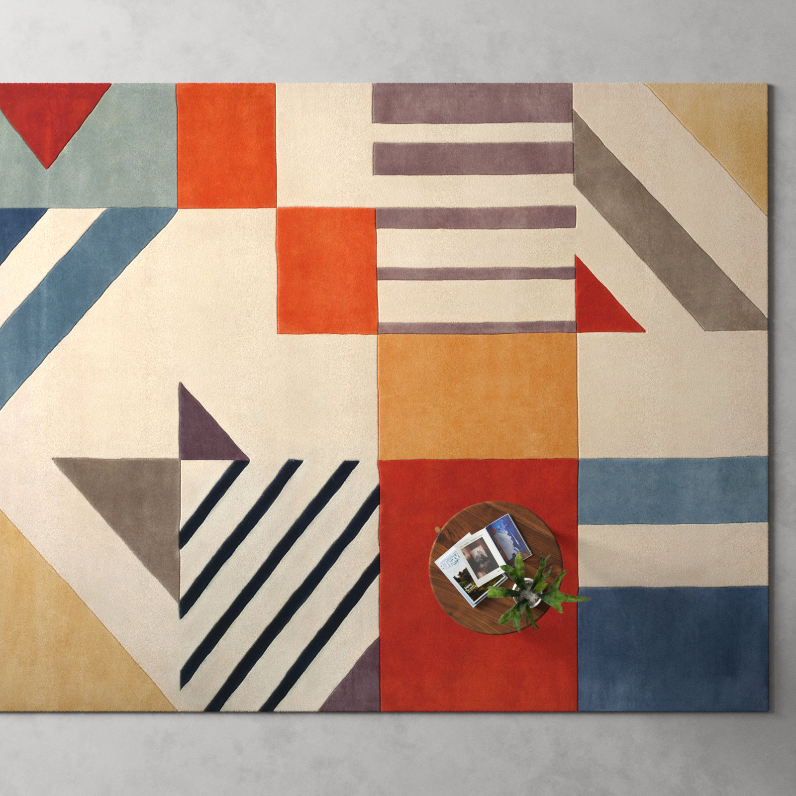Tripoli Ivory Multi Hand-Tufted Geometric Rug, Rectangle 10' x 14'