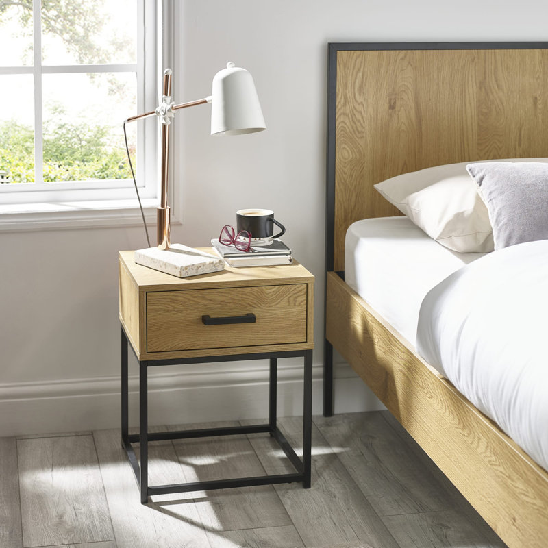 Josh Light Oak Effect 1 Drawer Bedside Table