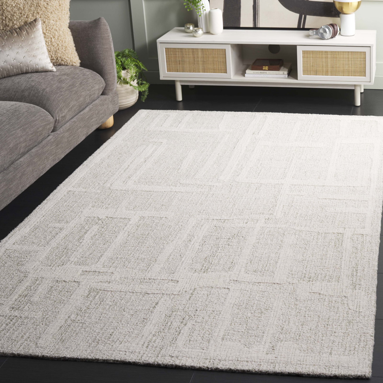 Arthella Hand-Tufted Abstract Wool Rug, Rectangle 5' x 8'