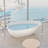 59" Freestanding Solid Surface Bathtub, Luxury Handcrafted Stone Resin Freestanding Soaking Bathtub With Overflow And Pop-Up Drain, Glossy White GF-24S02-59GW-121563735