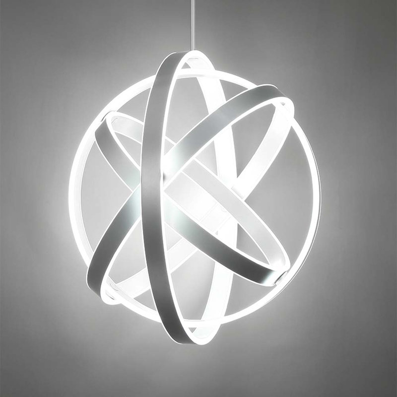 Luminaire suspendu sphérique 1 lumière DEL Kinetic, température de couleur 3500, H 28 po x l 28 po x P 28 po, Titane