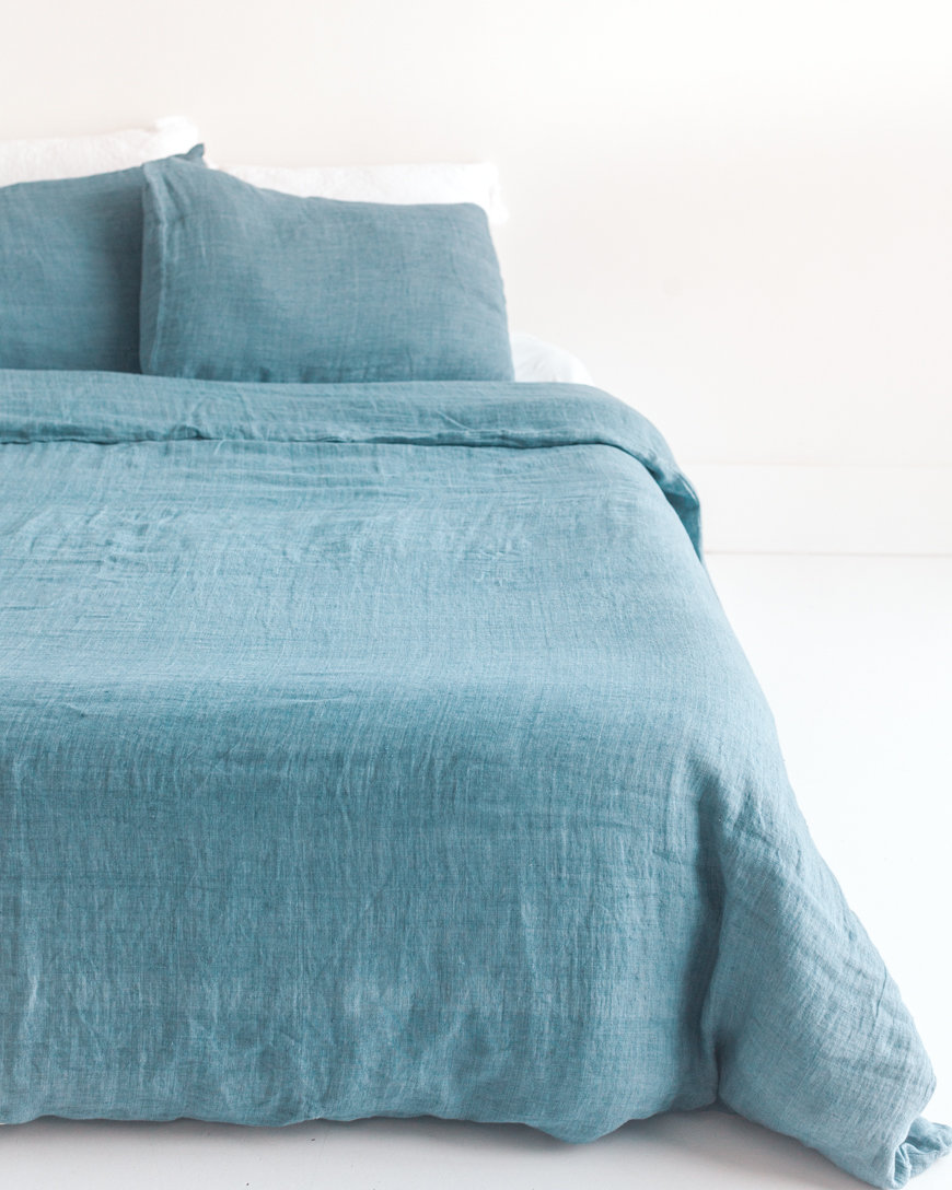 100% Linen Duvet Cover Set, Blue