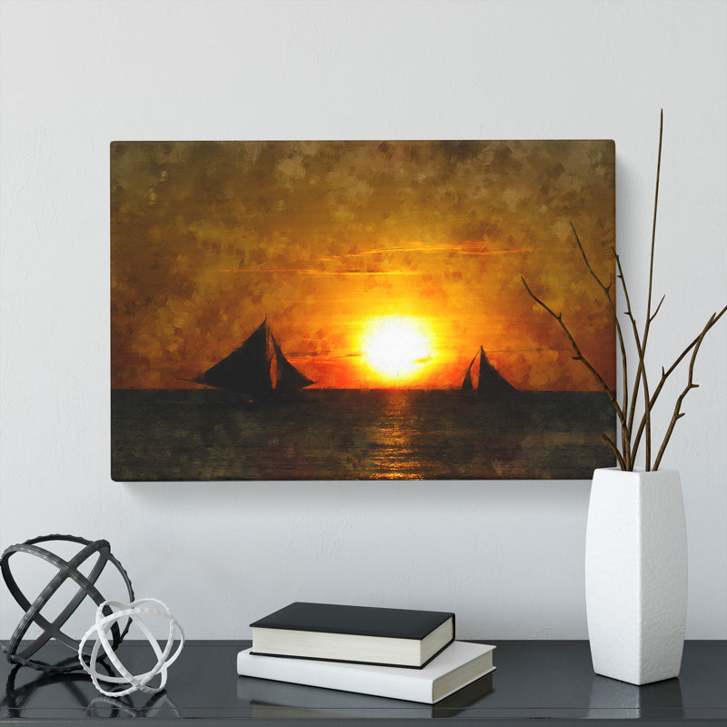 Sailing Boats At Sunset - Wrapped Canvas, 50cm H x 76cm W x 3cm D