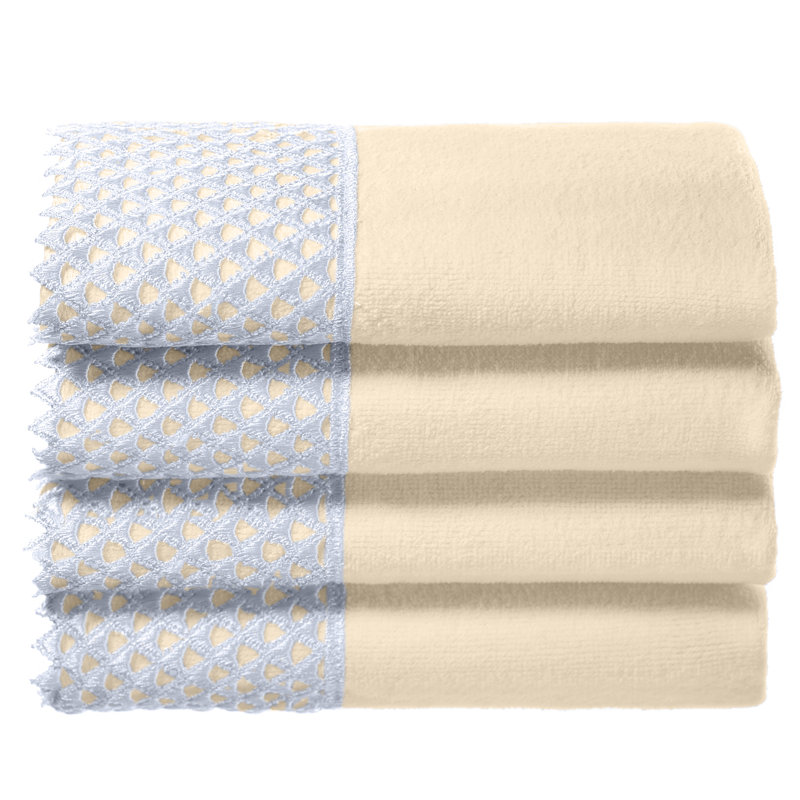 Ivory Embellished Towel Set - With Lace