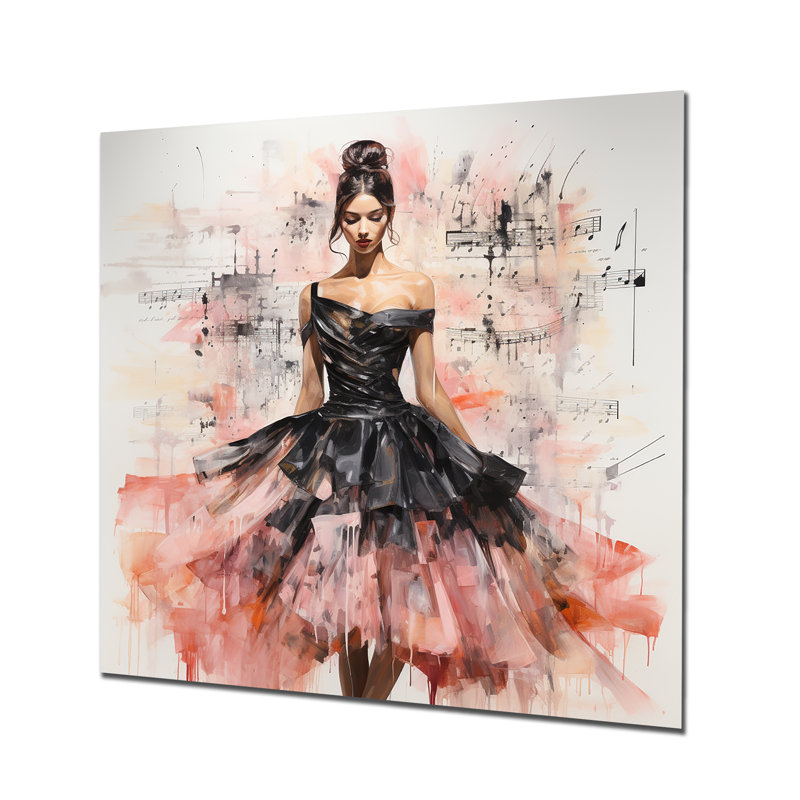 Black Avant Garde Fashion Ballet - Fractal Metal Wall Art Print, 29" H x 29" W