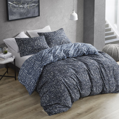 Maca Light Blue Texture Print 3-Piece Full/Queen Comforter Set