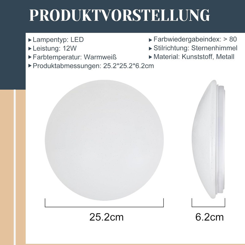 LED Semi Flush Mount, 3000 Kelvins