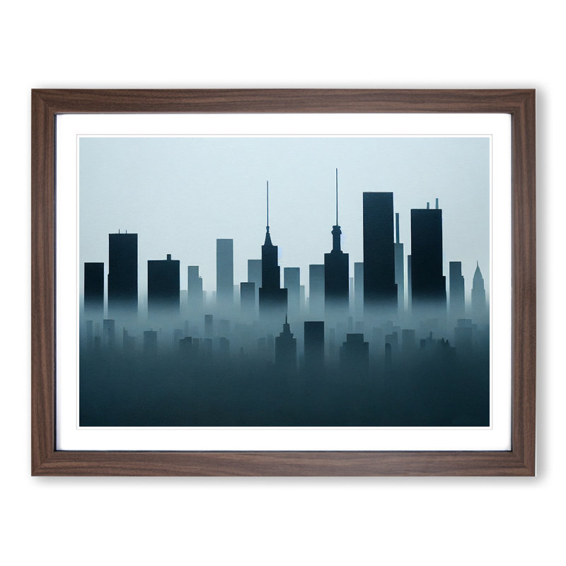 Evocative Skyline Architecture - Framed Print, 34cm H x 46cm W x 2cm D, Walnut