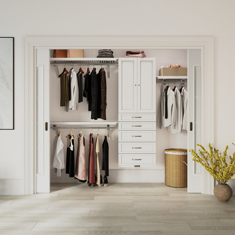 Système d'organisation à 5 tiroirs avec portes en bois massif John Louis Home