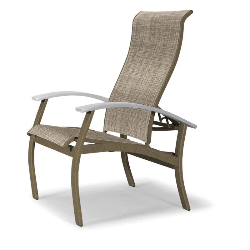Chaise de patio Askar, Bois de plage texturé, Blanc, Bristol taupe Sunbrella®