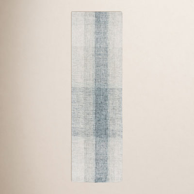 Gray Blue Hand-Tufted Geometric Wool Rug