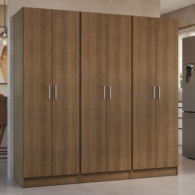 Kitchen Pantry Set Storage Cabinet 6 Doors 12 Utility Shelves 70"L Wooden Organization Unit for Kitchen 9 Adjustable Shelves Anti Tipping by Hokku Designs