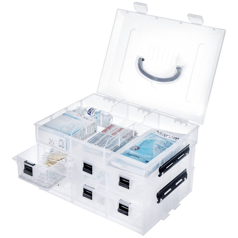 Plastic Storage Tub & Tote, Two Tiers with Lid