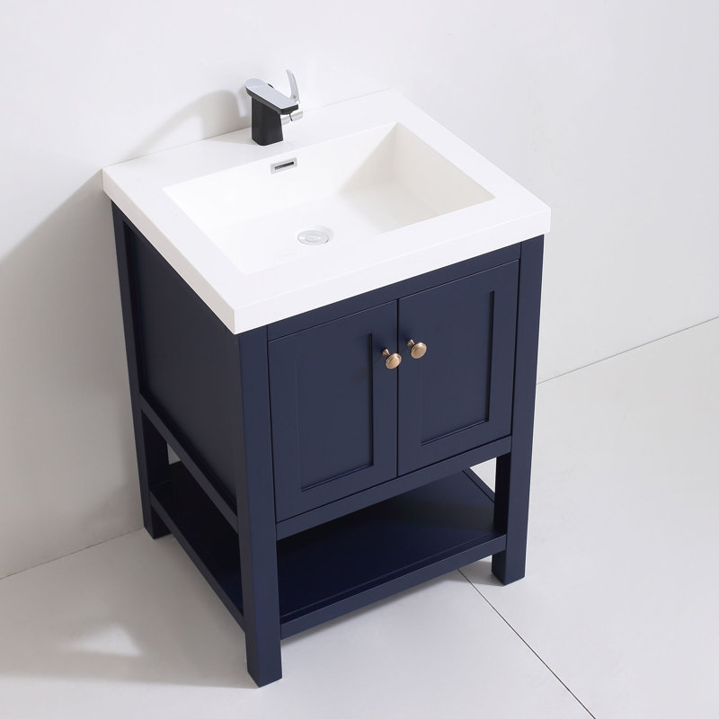 Mclachlan 25'' Single Bathroom Vanity with Resin Top, Blue