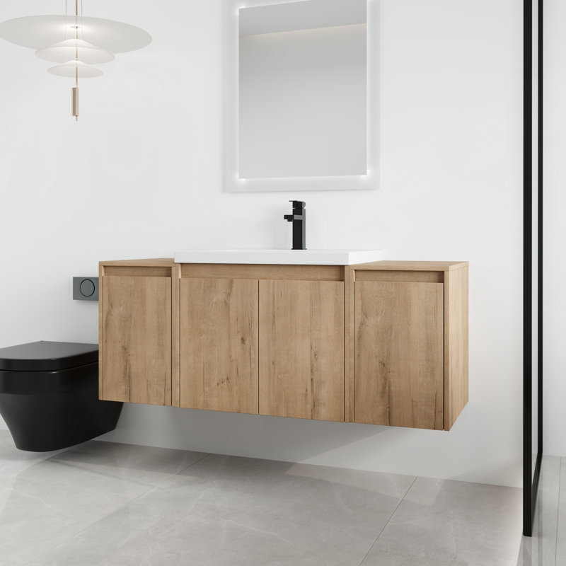 Meuble-lavabo mural 48 po avec plateau en résine Vowar, 48"