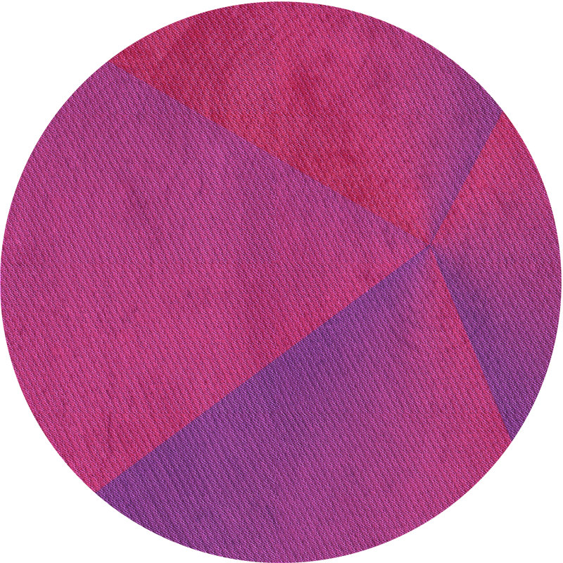 Tapis rouge / mauve en laine Abstract, Rond 7 pi